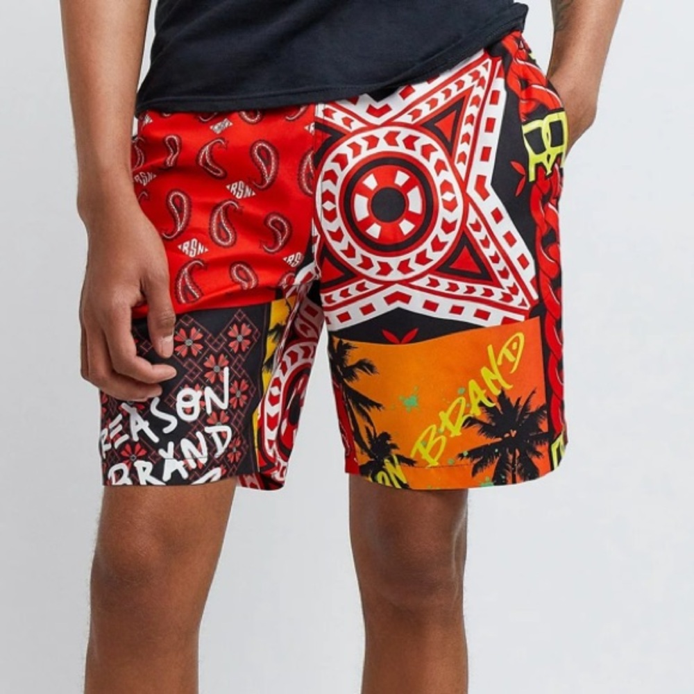 Colorful Geometric Design Swim Trunks